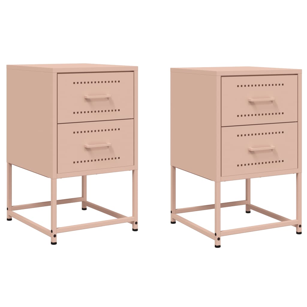 Tables de chevet 2 pcs rose 36x39x60,5 cm acier