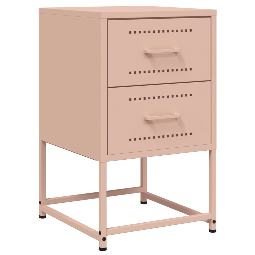 Tables de chevet 2 pcs rose 36x39x60,5 cm acier