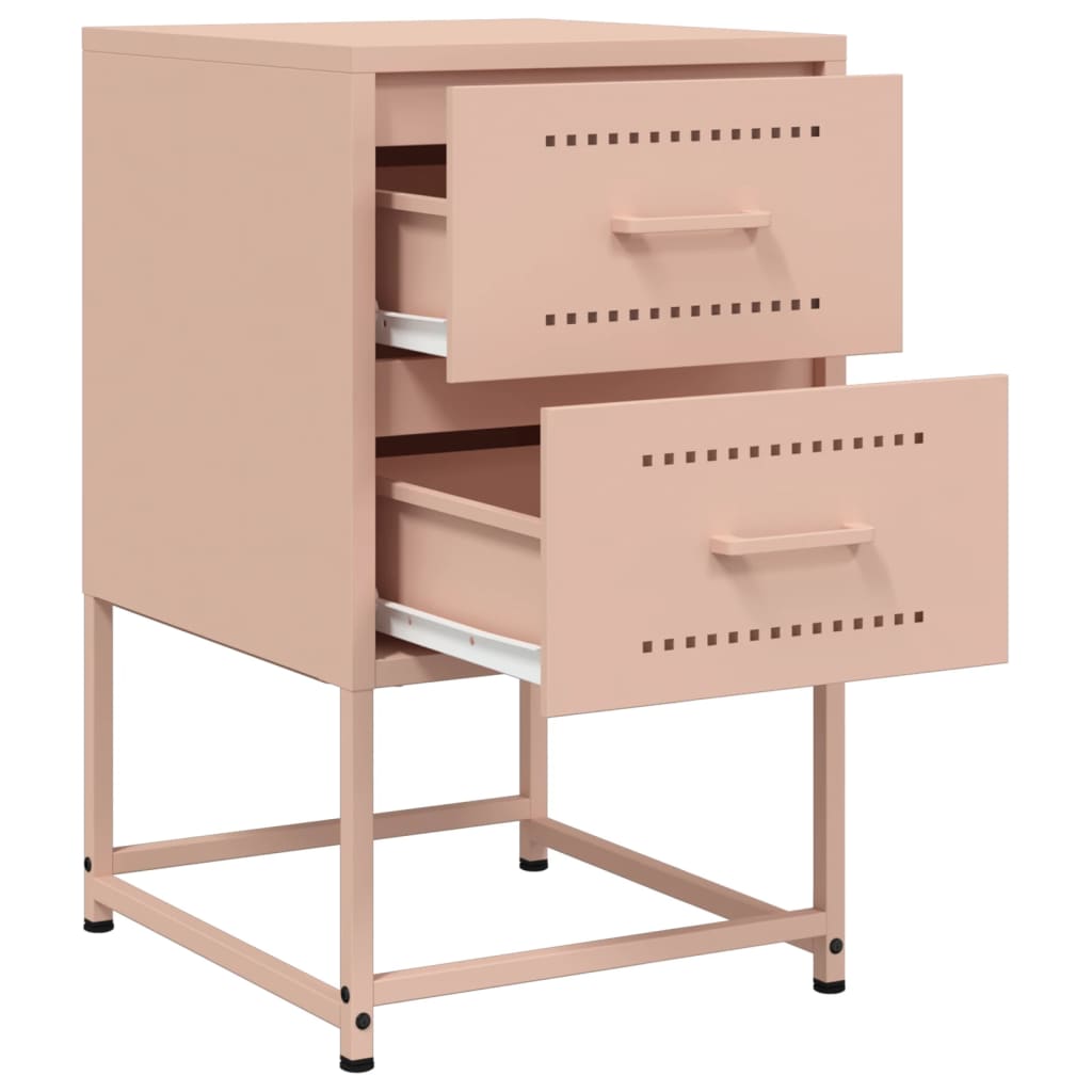 Tables de chevet 2 pcs rose 36x39x60,5 cm acier