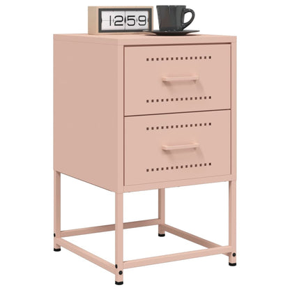 Tables de chevet 2 pcs rose 36x39x60,5 cm acier