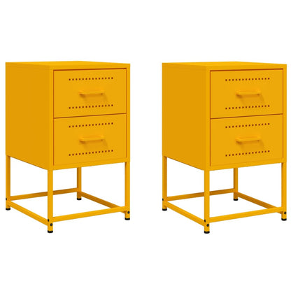 Tables de chevet 2 pcs jaune moutarde 36x39x60,5 cm acier