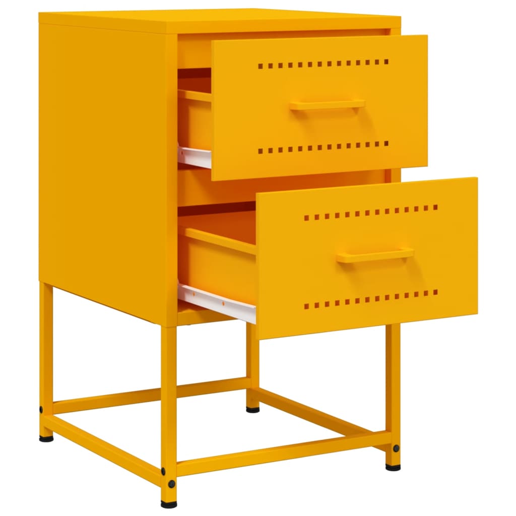 Tables de chevet 2 pcs jaune moutarde 36x39x60,5 cm acier