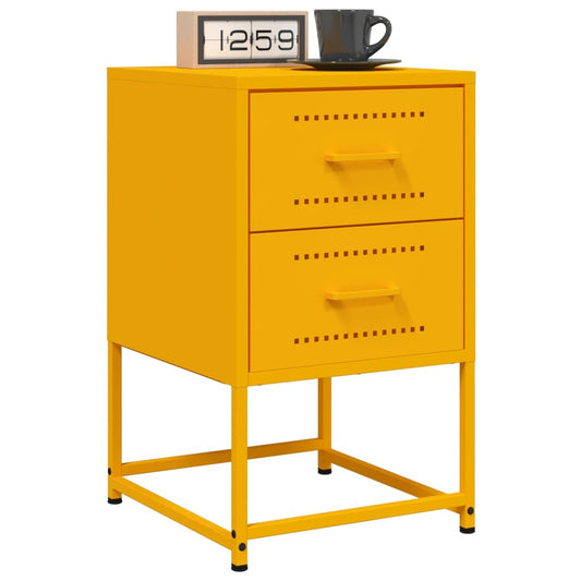 Tables de chevet 2 pcs jaune moutarde 36x39x60,5 cm acier