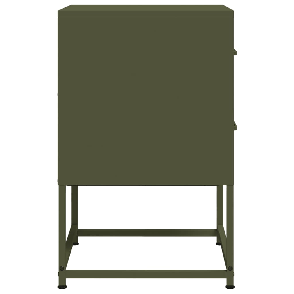 Tables de chevet 2 pcs vert olive 36x39x60,5 cm acier