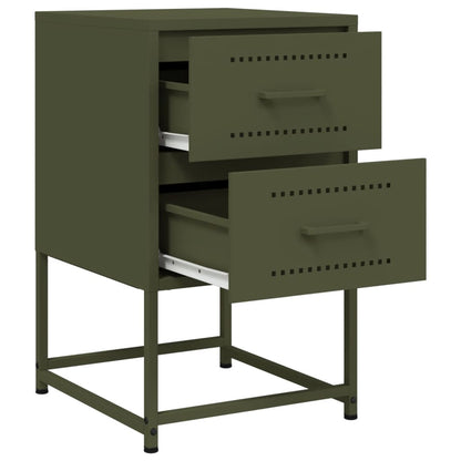 Tables de chevet 2 pcs vert olive 36x39x60,5 cm acier