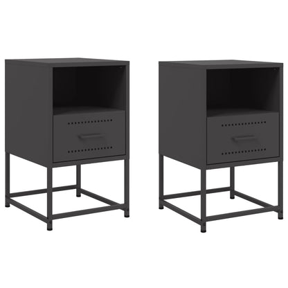 Tables de chevet 2 pcs noir 36x39x60,5 cm acier