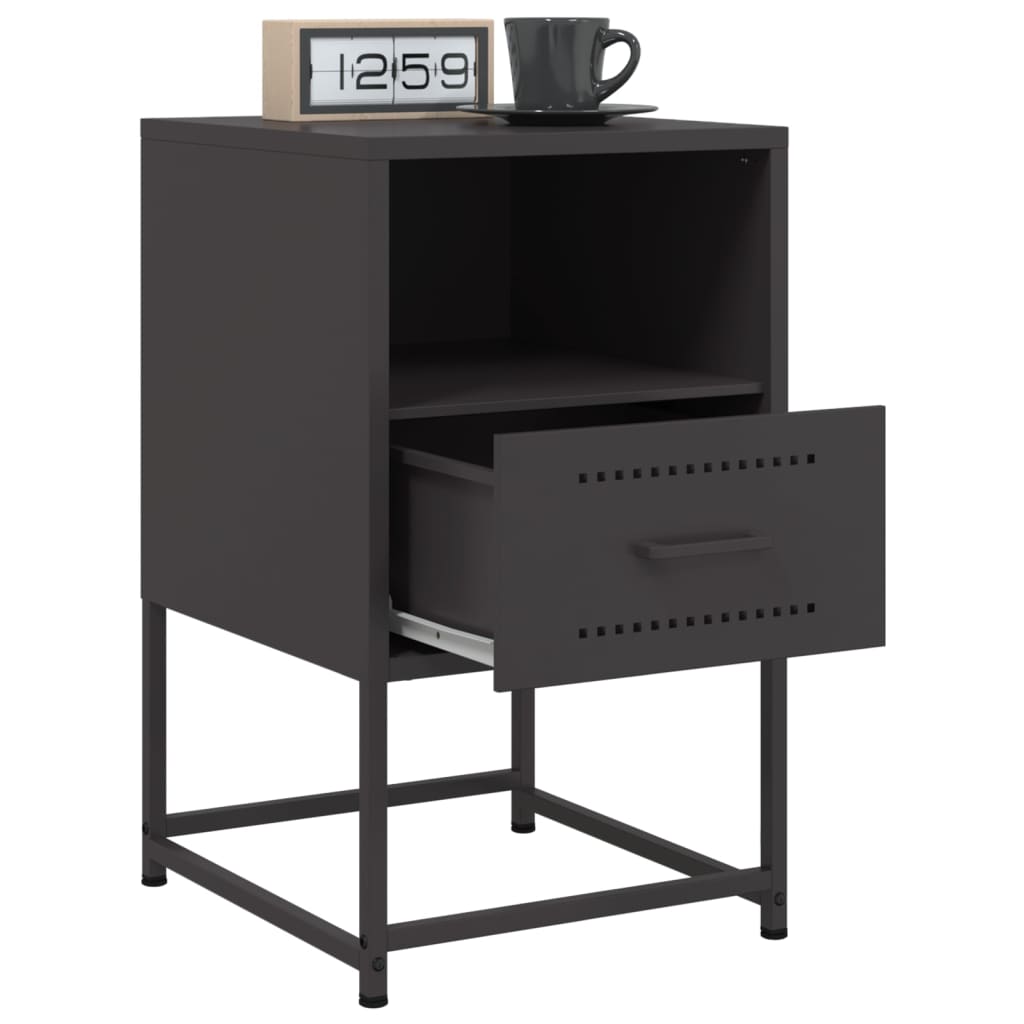 Tables de chevet 2 pcs noir 36x39x60,5 cm acier