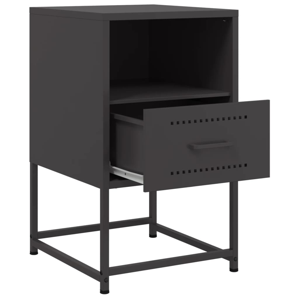 Tables de chevet 2 pcs noir 36x39x60,5 cm acier