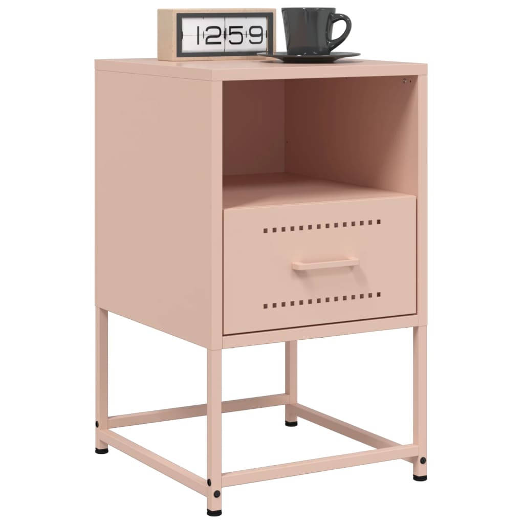 Tables de chevet 2 pcs rose 36x39x60,5 cm acier