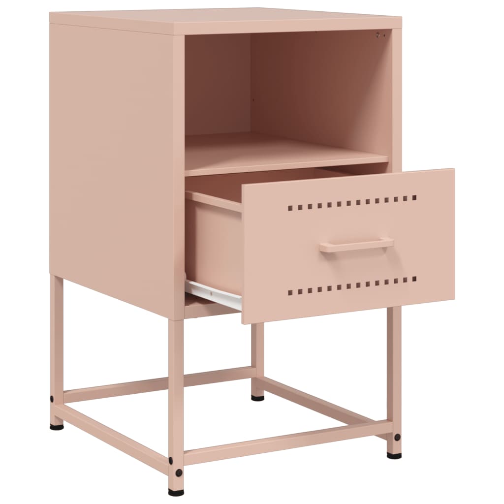 Tables de chevet 2 pcs rose 36x39x60,5 cm acier