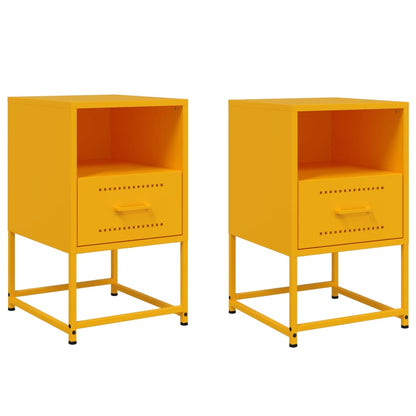 Tables de chevet 2 pcs jaune moutarde 36x39x60,5 cm acier