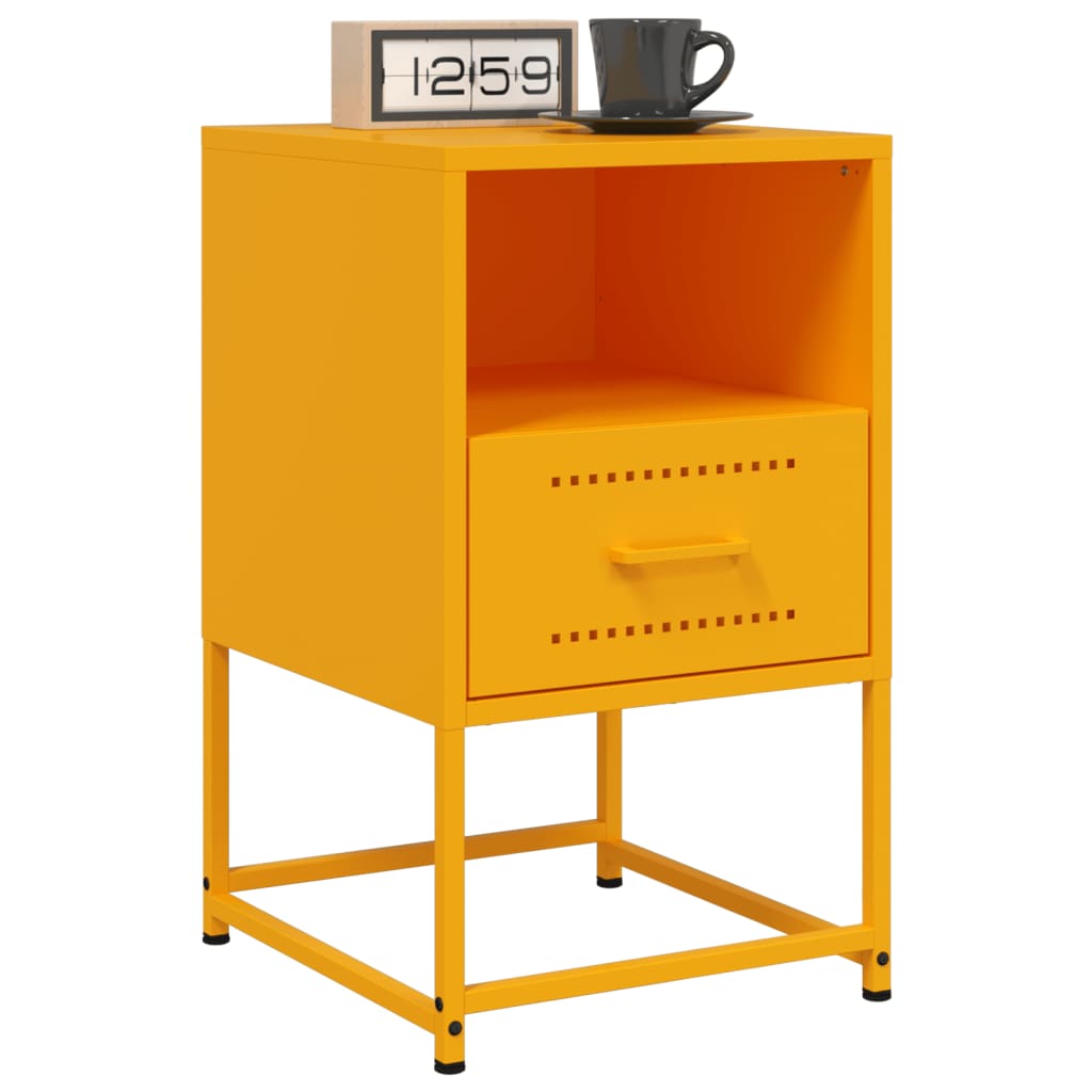 Tables de chevet 2 pcs jaune moutarde 36x39x60,5 cm acier