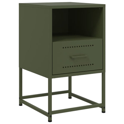 Table de chevet vert olive 36x39x60,5 cm acier