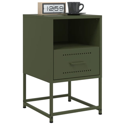 Table de chevet vert olive 36x39x60,5 cm acier