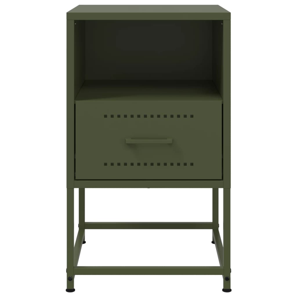 Table de chevet vert olive 36x39x60,5 cm acier