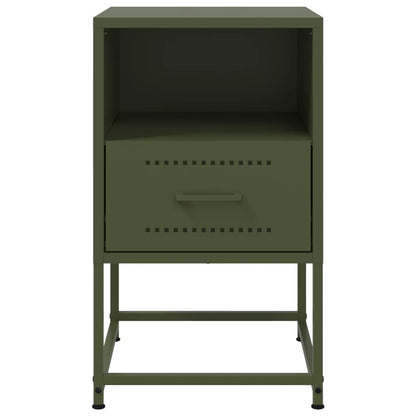 Table de chevet vert olive 36x39x60,5 cm acier