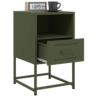 Tables de chevet 2 pcs vert olive 36x39x60,5 cm acier