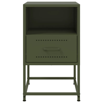 Tables de chevet 2 pcs vert olive 36x39x60,5 cm acier