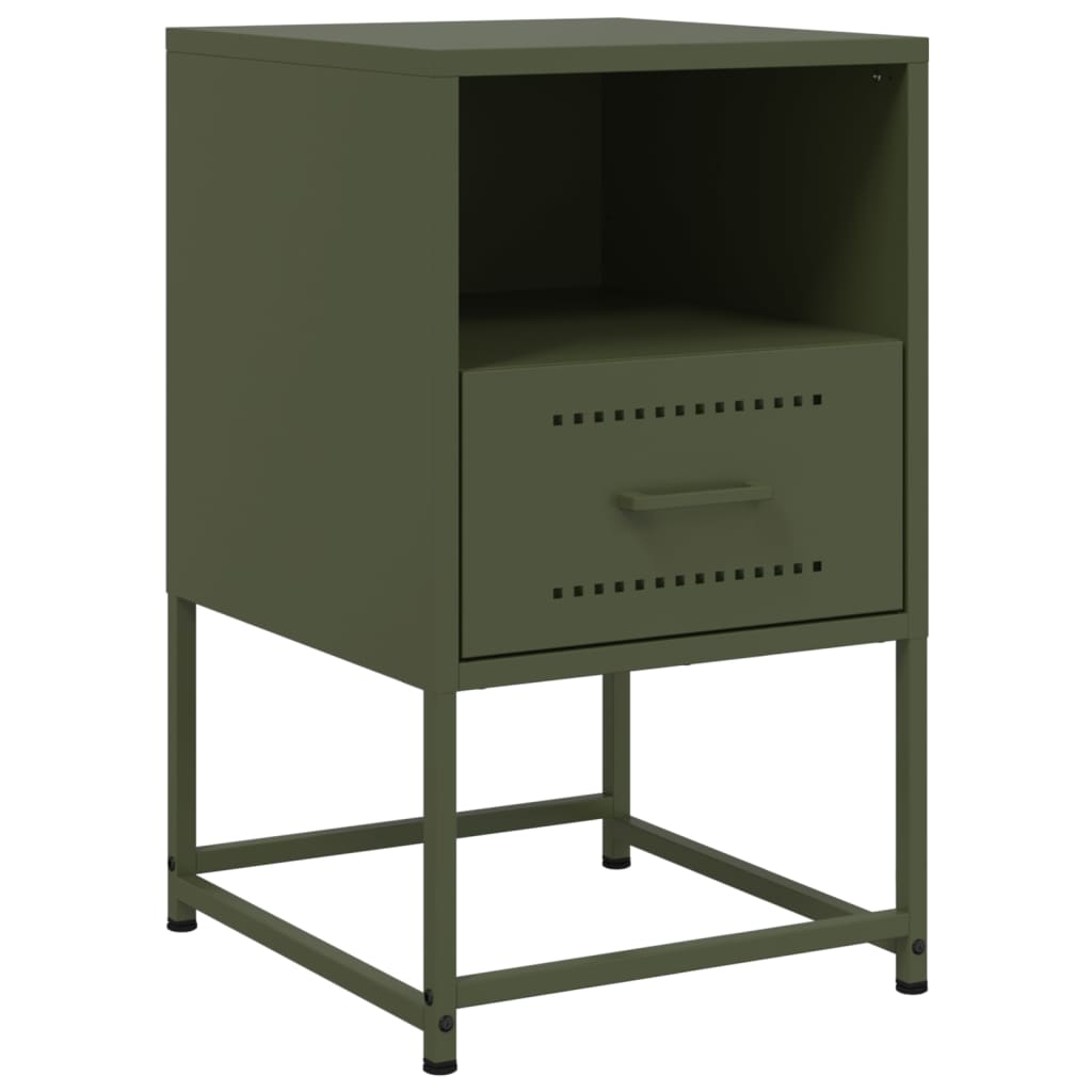 Tables de chevet 2 pcs vert olive 36x39x60,5 cm acier