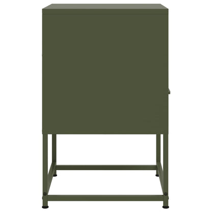 Tables de chevet 2 pcs vert olive 36x39x60,5 cm acier