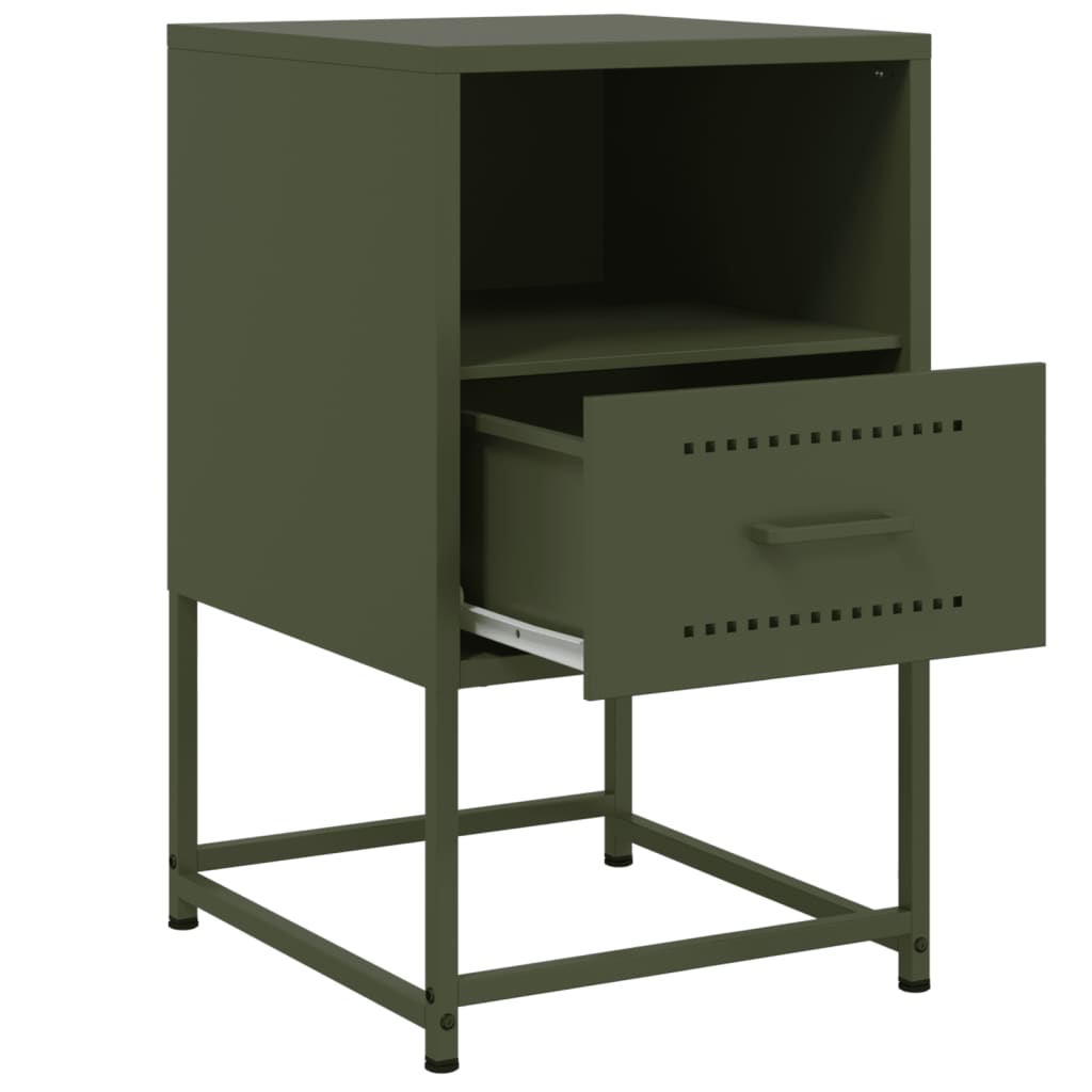 Tables de chevet 2 pcs vert olive 36x39x60,5 cm acier