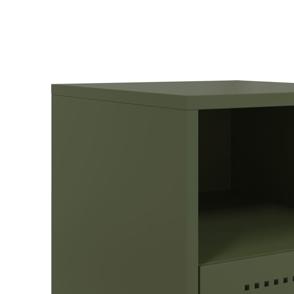 Tables de chevet 2 pcs vert olive 36x39x60,5 cm acier