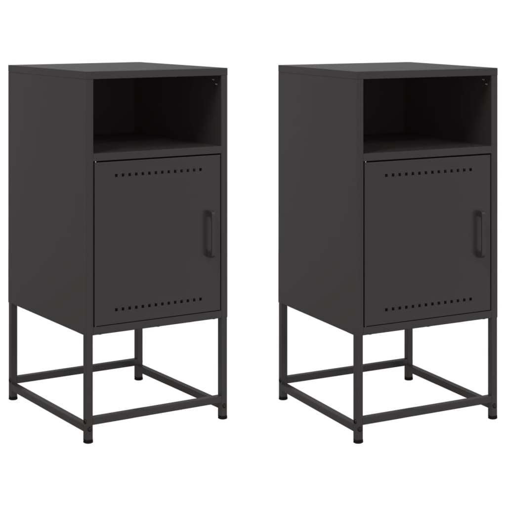 Tables de chevet 2 pcs noir 36x39x78 cm acier