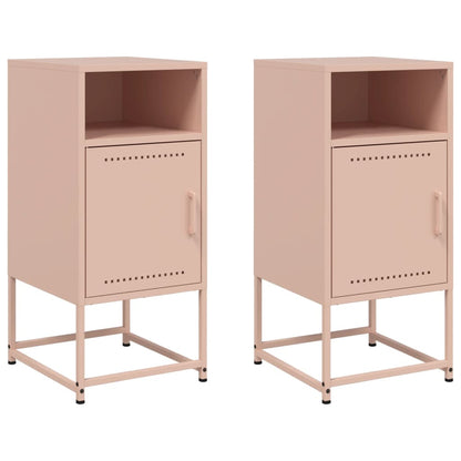 Tables de chevet 2 pcs rose 36x39x78 cm acier