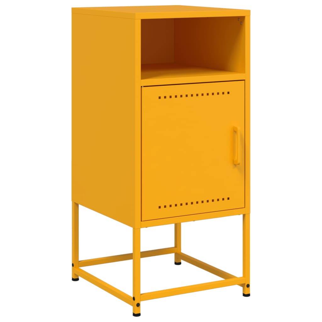 Table de chevet jaune moutarde 36x39x78 cm acier