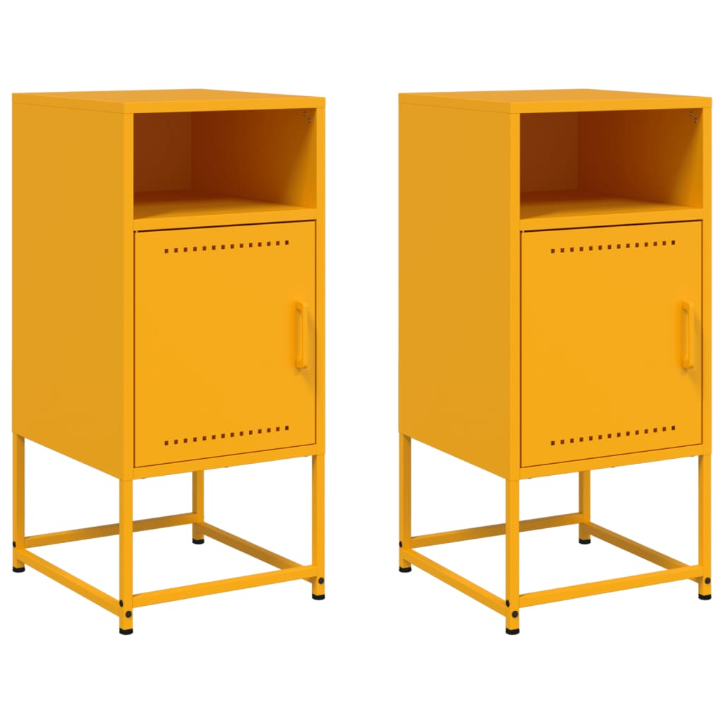 Tables de chevet 2 pcs jaune moutarde 36x39x78 cm acier