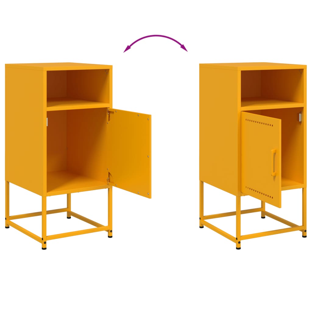 Tables de chevet 2 pcs jaune moutarde 36x39x78 cm acier