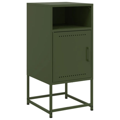 Table de chevet vert olive 36x39x78 cm acier