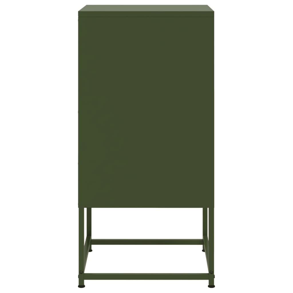 Table de chevet vert olive 36x39x78 cm acier