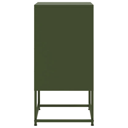 Table de chevet vert olive 36x39x78 cm acier