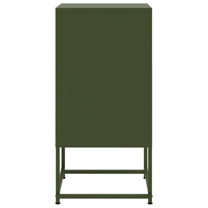 Tables de chevet 2 pcs vert olive 36x39x78 cm acier