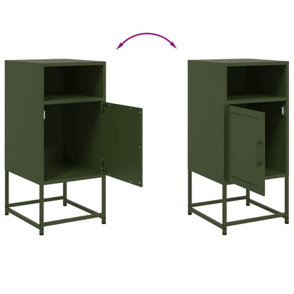 Tables de chevet 2 pcs vert olive 36x39x78 cm acier