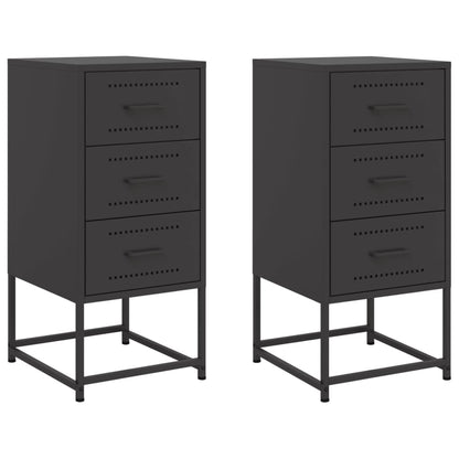 Tables de chevet 2 pcs noir 36x39x78 cm acier