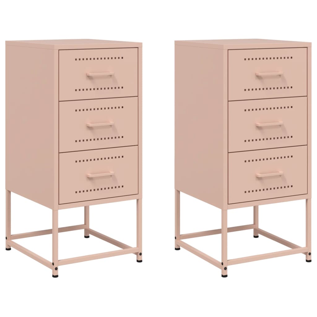 Tables de chevet 2 pcs rose 36x39x78 cm acier