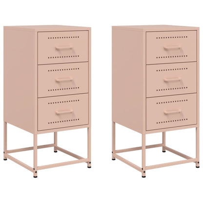 Tables de chevet 2 pcs rose 36x39x78 cm acier