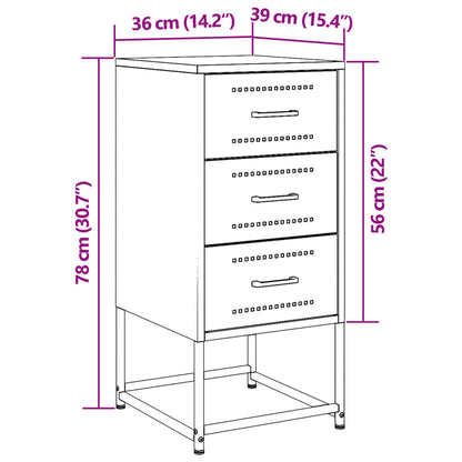 Table de chevet jaune moutarde 36x39x78 cm acier