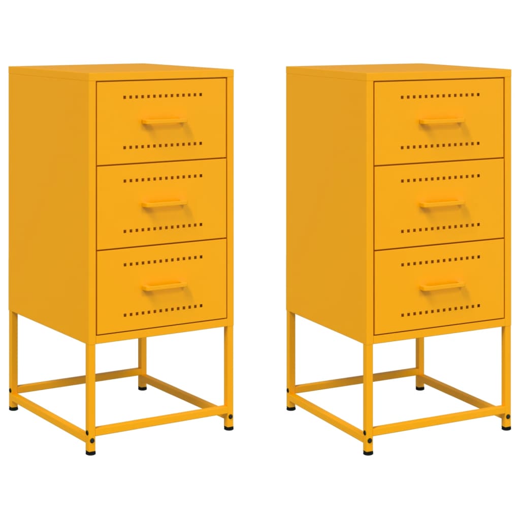 Tables de chevet 2 pcs jaune moutarde 36x39x78 cm acier