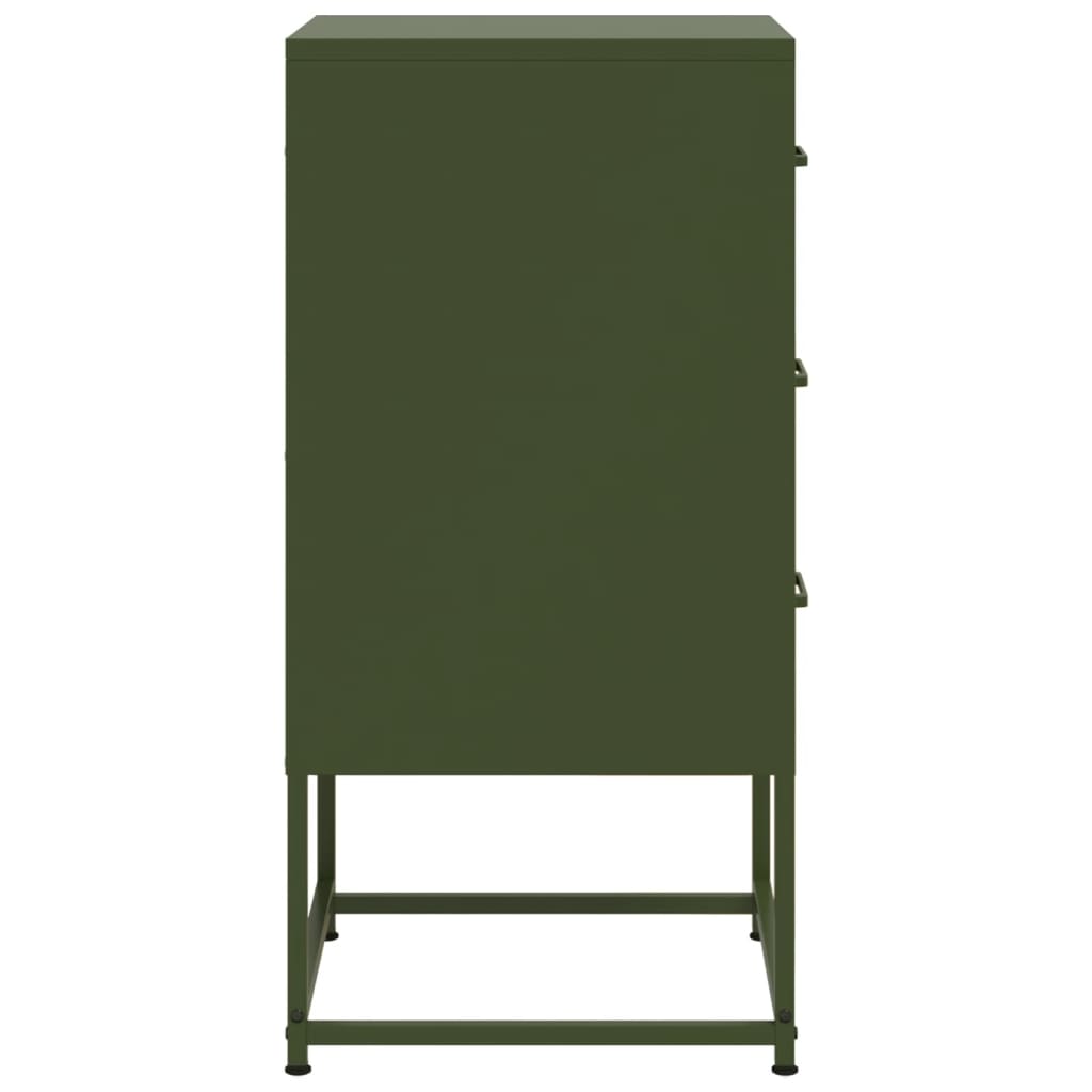 Table de chevet vert olive 36x39x78 cm acier