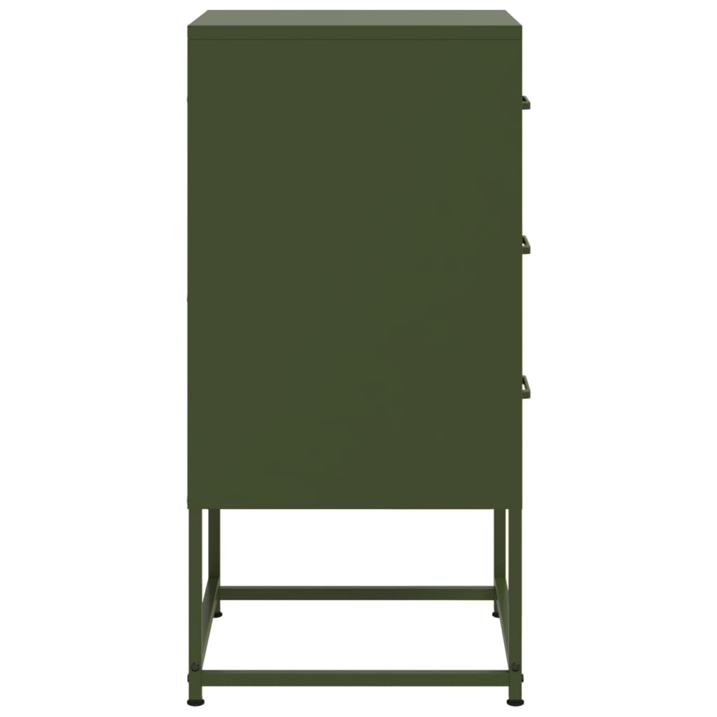 Tables de chevet 2 pcs vert olive 36x39x78 cm acier