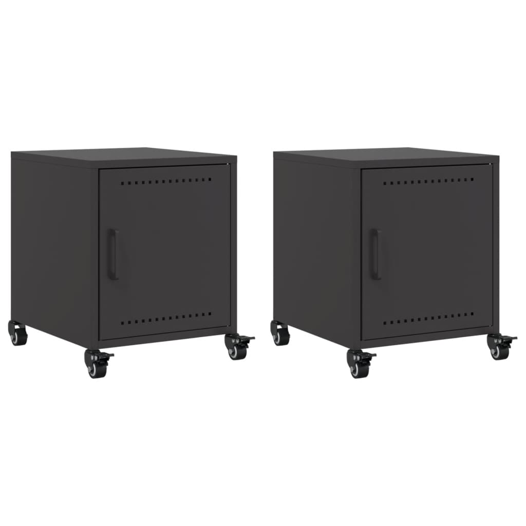 Tables de chevet 2 pcs noir 36x39x43,5 cm acier