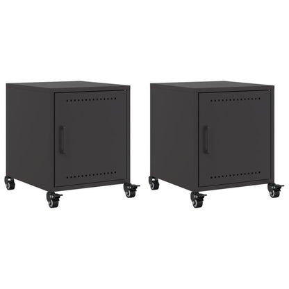 Tables de chevet 2 pcs noir 36x39x43,5 cm acier