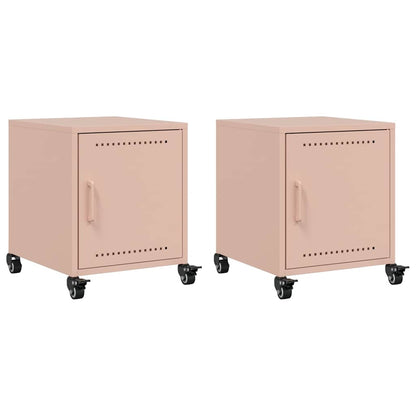 Tables de chevet 2 pcs rose 36x39x43,5 cm acier