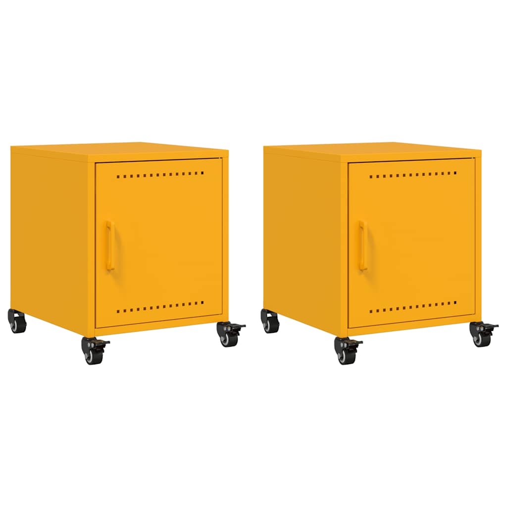 Tables de chevet 2 pcs jaune moutarde 36x39x43,5 cm acier