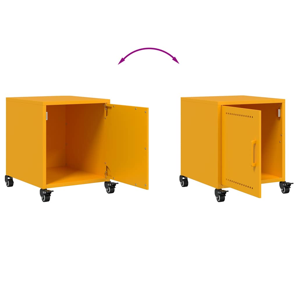 Tables de chevet 2 pcs jaune moutarde 36x39x43,5 cm acier