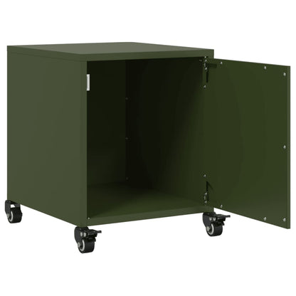 Table de chevet vert olive 36x39x43,5 cm acier