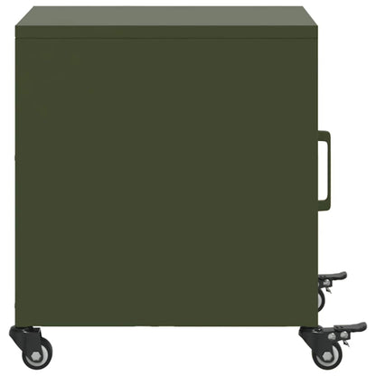 Tables de chevet 2 pcs vert olive 36x39x43,5 cm acier